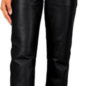 Laverapelle Women's Genuine Lambskin Straight Cut Leather Pants, 34, Black